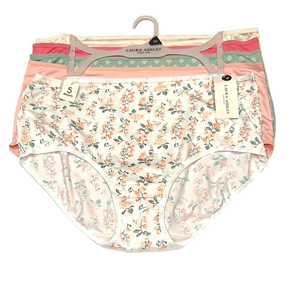LAURA ASHLEY 5 Pack Floral Soft Comfy Stretch Briefs Panties NWT 2X